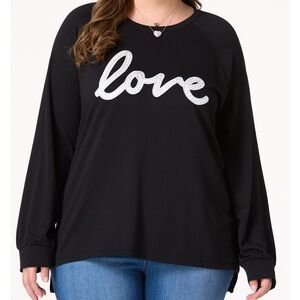 PLUS SIZE PEARL EMBELLISHED LOVE SWEATSHIRT